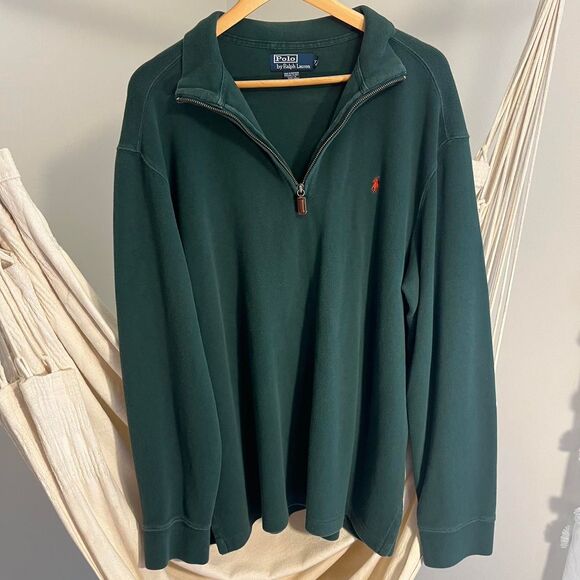 90s Green Polo Quarter Zip - Picture 1 of 6
